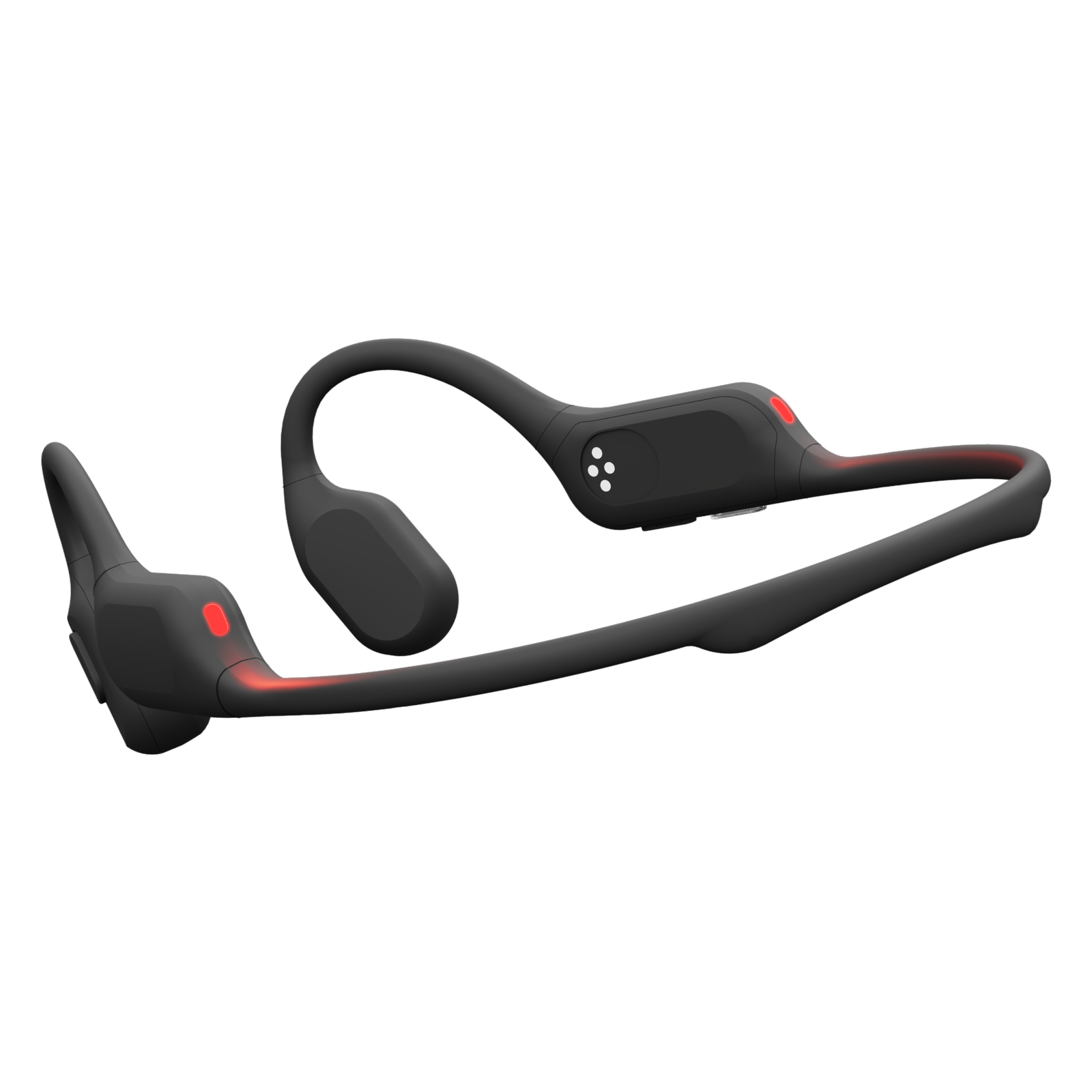 S30 black bone conduction headphones with rear-facing safety LED.